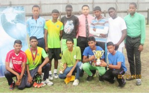 GBTI Supervisor Ameer Azeez (centre) poses with the PMSS female winning team.
