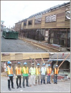 (Above) Work progresses (Below) Some of the workers involved in the construction