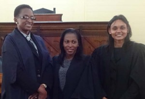 From left:  Justice Jo Ann Barlow, Attorney-at- law Simone Ramlall and Trinidadian Attorney, Ria Mankee Sookram