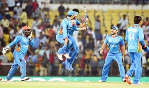 Afghanistan players celebrate their tense win, Afghanistan v West Indies, World T20 2016, Group 1, Nagpur, March 27, 2016 ©AFP