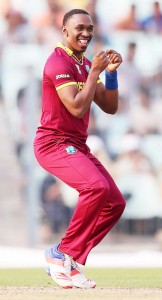 Dwayne Bravo breaks into a jig after taking a wicket, Australia v West Indies, World T20 warm-ups, Kolkata, March 13, 2016.  Getty/ICC