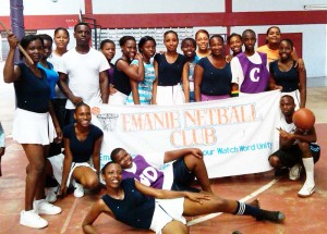 Flashback! The late Emanie Netball Club player Angeline Dyer-McCarthy (back row right) poses with teammates following the completion of a competition.
