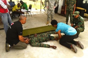 Emergency measures: Participants during an exercise last week on infectious disease.