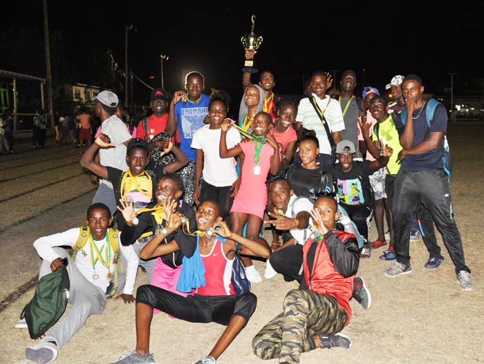The victorious Police Progressive Youth Club pose for a photo opportunity after winning the first North Georgetown Branch Independence title.