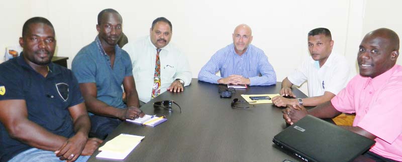 Richard Pybus (seated centre) with members of the GCB during Monday’s meeting.