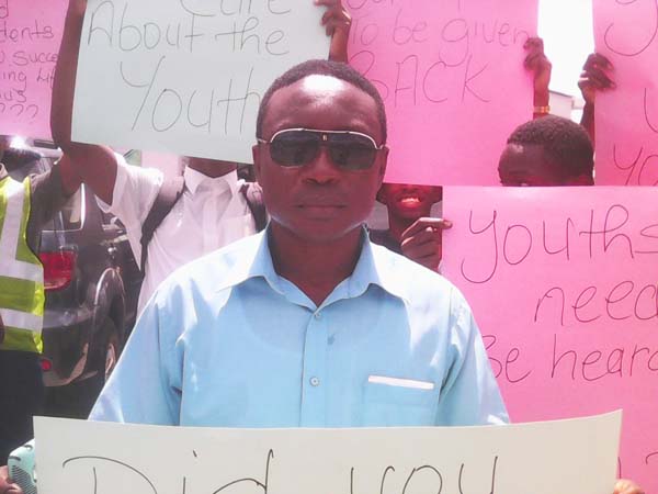 CEO of the youth group, Dexter Copeland, during the protest.