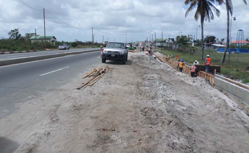 Works ongoing, as at yesterday, on the East Bank highway.