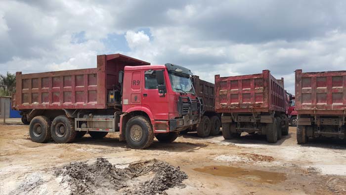 Some of CHEC’s trucks at the airport.