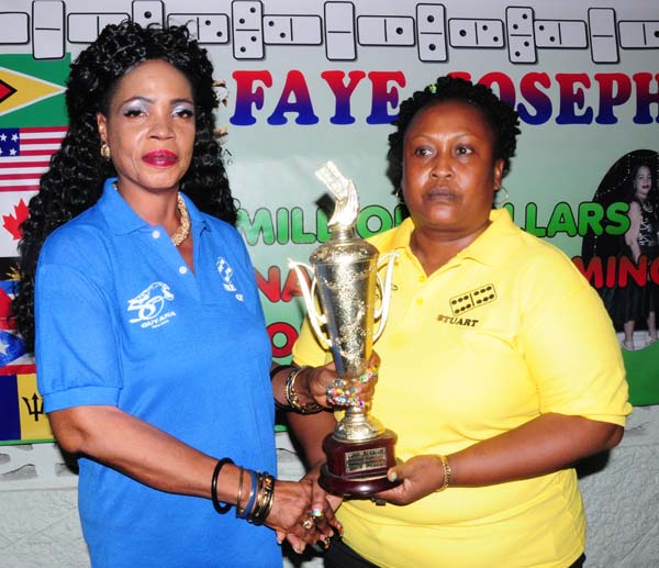 Dionne Telford (left) accepts her prize from GDA head Faye Joseph. 