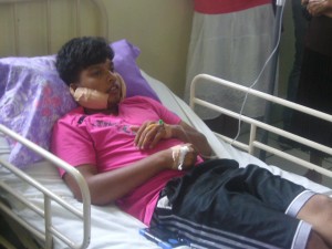 The injured Ramdat Singh Jnr. in hospital