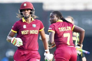 Stafanie Taylor and Hayley Matthews shared a 120-run  opening partnership, Australia v West Indies, Women’s World T20,  final, Kolkata, April 3, 2016. (AFP)