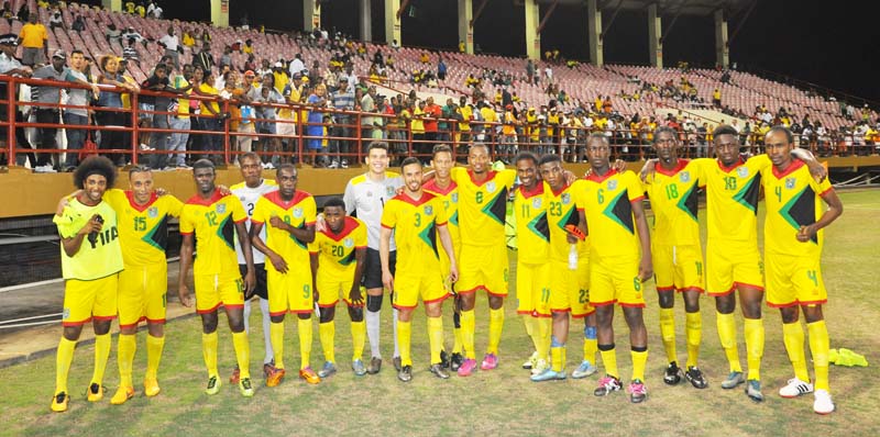  The Golden Jaguars following their 7-0 demolition of Anguilla at the Guyana National Stadium, Providence on March 22nd.
