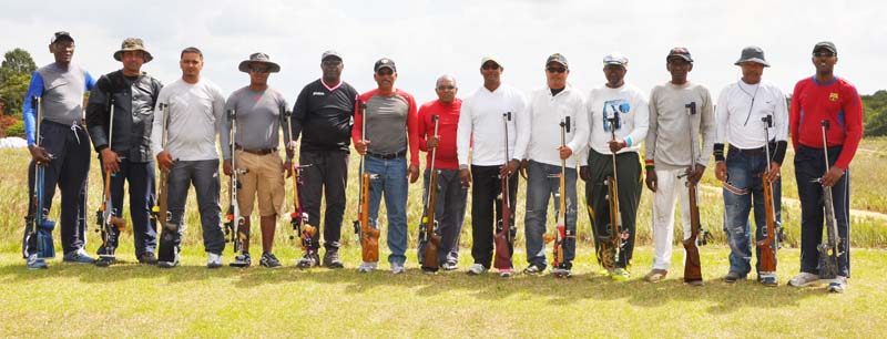  The Guyana team along with other shooters on Sunday last before they took to the 600 yards range.