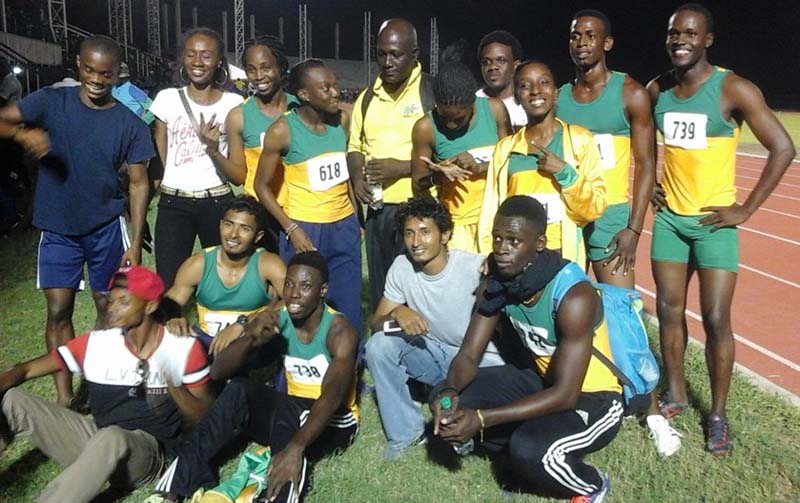 The University of Guyana Athletics Team pose for a photo opportunity Friday at the National Track and Field Centre. (Lavern Fraser/Facebook photo)