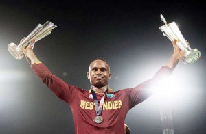 Who’s the boss? Player of the match Marlon Samuels soaks in the moment, England v West Indies, World T20, final, Kolkata, April 3, 2016. (Getty Images)