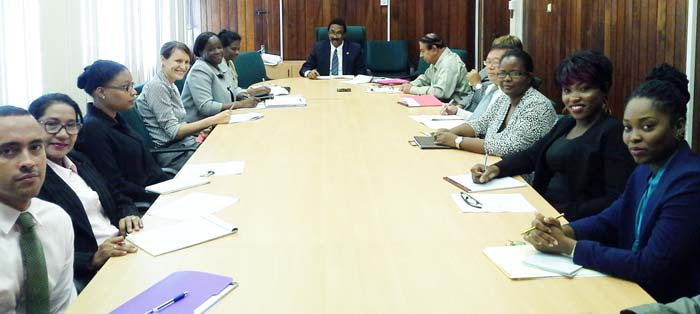 Officials at the meeting chaired by AG, Basil Williams.