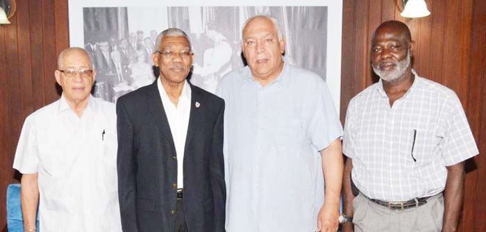 Major General (ret’d) Norman McLean, President David Granger, Executive Chairman of Reunion Manganese Incorporated, Mr. David Fennell and Chief Operations Officer, Mr. Jo Bayah, during the meeting last week.