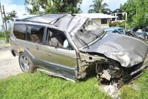 Two of the vehicles that were involved in the accident 