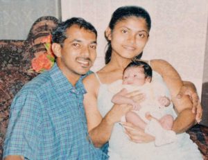 Babita Sarjou, her husband Anand Narine and son a few years before she went missing.