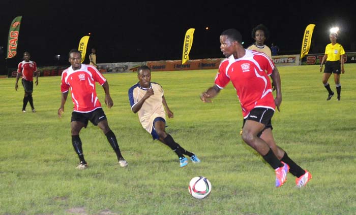 Buxton United’s Clive Andries on the move against Monedderlust on Thursday night at the Leonora Field.