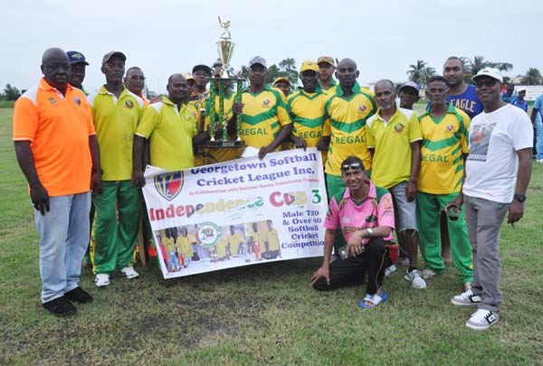 Members of the victorious Regal Masters team with officials of the sponsors and organisers.