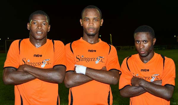 Slingerz marksmen, Julian Wade (center) is flanked by Trayon Bobb (right) and Domini Garnet.
