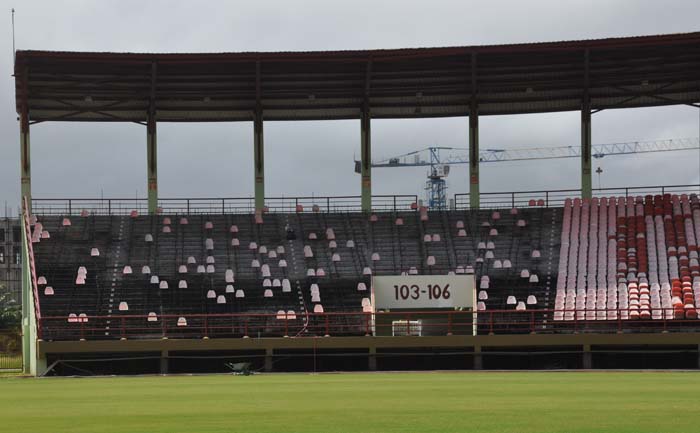 Some seats in the Orange Stand being replaced.