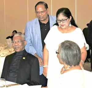 President David Granger, Prime Minister Moses Nagamootoo and his wife, Sita, at the event