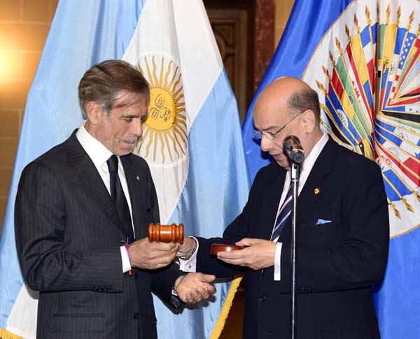 Argentine Ambassador Juan Jose Acuri and Ambassador Sir Ronald Sanders (right).