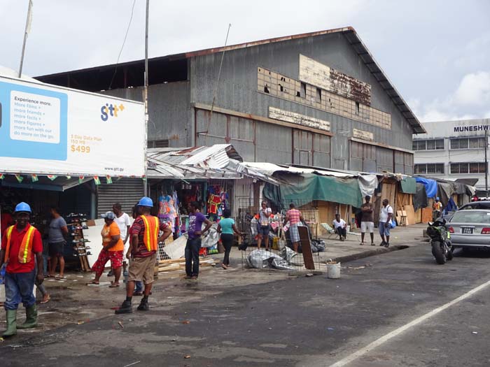 The structures to be dismantled in front of the Vendors’ Arcade.