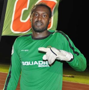 Alpha United’s Goalie Richie Richards, the man with the Golden Hands.