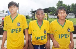 Yarrowkabra Jaguars goal scorers from right, Mellon Joseph, Desmond Chester and Michael Williams.