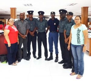 The firemen with representatives from Gafoors.