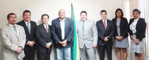 Minister Raphael Trotman and his team meeting with the Mexican delegation.