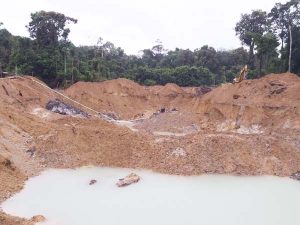The collapsed mining pit in Konawaruk backdam, Mahdia.