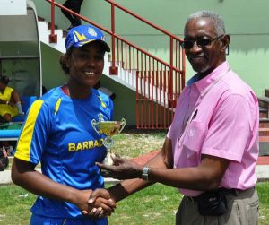 Barbados & West Indies player Hayley Matthews made 27 & took 4-17 to take the Player- of-the-Match Award at Providence yesterday.