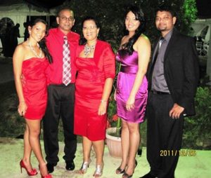 Zaida (centre) with her daughter, Alyea (extreme left); husband, Gregory; daughter-in-law, Annmarie; and son, Reeza