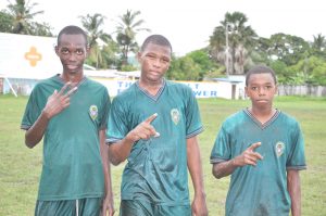 From right, Julian Bamfield, Shemuel Casper and Ryan Ramsey - Alpha United FC.  