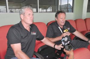 Tom Moody (left) and Pete Russell address the media yesterday.