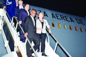 President Bachelet arrives for the Caricom summit