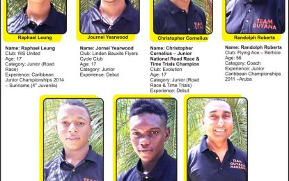 Meet Team Guyana to Caribbean Junior Cycling Championships 2016 – St Lucia