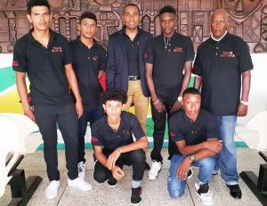  The Guyana Cycling Federation team to the Junior Caribbean Cycling Championships in St Lucia at the Cheddi Jagan International Airport before departing yesterday morning.