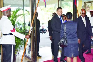 Prime Minister Andrew Holness arrives at the National Cultural Centre 