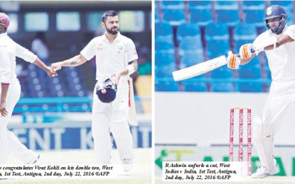 Kohli, Ashwin put India on top untidy Windies