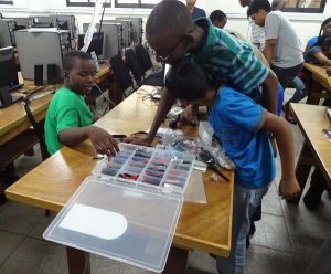 Youth participants at Guyana’s first robotics training Camp at St Rose’s High School.