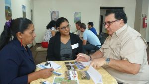 Consultations underway between Guyanese tour operator Jaqueline Allicock (left) and interested Brazilian tour operators in Boa Vista, Brazil