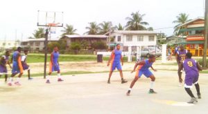 Action in the game between Smythfield Rockers and Ithaca Hardliners played last Sunday in Berbice.