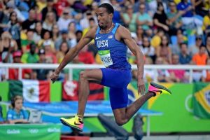 Christian Taylor (USA) during the men’s triple jump final in the Rio 2016 Summer Olympic Games at Estadio Olimpico Joao Havelange.  (Kirby Lee-USA TODAY Sports)