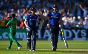 Eoin Morgan and Jos Buttler walk off after their record-breaking efforts, England v Pakistan, 3rd ODI, Trent Bridge, August 30, 2016 ©Getty Images