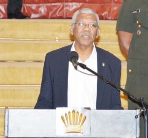 President Granger delivering the feature address at yesterday’s ceremony.